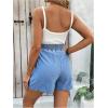 imageMakeMeChic Womens Maternity Denim Shorts Shirred Elastic Waisted Tie Front Summer Jean ShortsBlue
