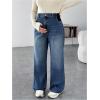 imageMakeMeChic Womens Maternity Jeans Loose Wide Leg Over The Belly Straight Pregnancy Jeans Denim PantsBlue