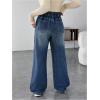 imageMakeMeChic Womens Maternity Jeans Loose Wide Leg Over The Belly Straight Pregnancy Jeans Denim PantsBlue