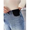 imageMakeMeChic Womens Maternity Jeans Loose Wide Leg Over The Belly Straight Pregnancy Jeans Denim PantsBlue and White