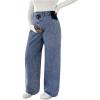 imageMakeMeChic Womens Maternity Jeans Loose Wide Leg Over The Belly Straight Pregnancy Jeans Denim PantsDark Wash