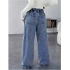 imageMakeMeChic Womens Maternity Jeans Loose Wide Leg Over The Belly Straight Pregnancy Jeans Denim PantsDark Wash