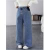 imageMakeMeChic Womens Maternity Jeans Loose Wide Leg Over The Belly Straight Pregnancy Jeans Denim PantsDark Wash