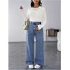 imageMakeMeChic Womens Maternity Jeans Loose Wide Leg Over The Belly Straight Pregnancy Jeans Denim PantsDark Wash