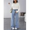 imageMakeMeChic Womens Maternity Jeans Loose Wide Leg Over The Belly Straight Pregnancy Jeans Denim PantsLight Blue