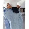 imageMakeMeChic Womens Maternity Jeans Loose Wide Leg Over The Belly Straight Pregnancy Jeans Denim PantsLight Blue