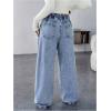 imageMakeMeChic Womens Maternity Jeans Loose Wide Leg Over The Belly Straight Pregnancy Jeans Denim PantsLight Blue