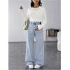 imageMakeMeChic Womens Maternity Jeans Loose Wide Leg Over The Belly Straight Pregnancy Jeans Denim PantsLight Wash