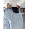 imageMakeMeChic Womens Maternity Jeans Loose Wide Leg Over The Belly Straight Pregnancy Jeans Denim PantsLight Wash