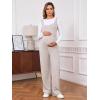 imageMakeMeChic Womens Maternity Jumpsuits Sleeveless Rib Knitted Straight Leg Overalls RomperApricot