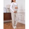 imageMakeMeChic Womens Maternity Jumpsuits Sleeveless Rib Knitted Straight Leg Overalls RomperApricot