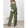 imageMakeMeChic Womens Maternity Jumpsuits Sleeveless Rib Knitted Straight Leg Overalls RomperArmy Green