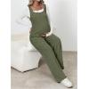 imageMakeMeChic Womens Maternity Jumpsuits Sleeveless Rib Knitted Straight Leg Overalls RomperArmy Green