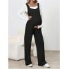 imageMakeMeChic Womens Maternity Jumpsuits Sleeveless Rib Knitted Straight Leg Overalls RomperBlack