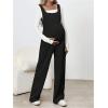 imageMakeMeChic Womens Maternity Jumpsuits Sleeveless Rib Knitted Straight Leg Overalls RomperBlack