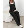 imageMakeMeChic Womens Maternity Jumpsuits Sleeveless Rib Knitted Straight Leg Overalls RomperBlack