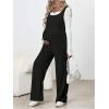 imageMakeMeChic Womens Maternity Jumpsuits Sleeveless Rib Knitted Straight Leg Overalls RomperBlack