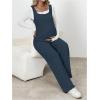 imageMakeMeChic Womens Maternity Jumpsuits Sleeveless Rib Knitted Straight Leg Overalls RomperDusty Blue