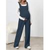 imageMakeMeChic Womens Maternity Jumpsuits Sleeveless Rib Knitted Straight Leg Overalls RomperDusty Blue