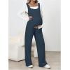 imageMakeMeChic Womens Maternity Jumpsuits Sleeveless Rib Knitted Straight Leg Overalls RomperDusty Blue