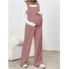 imageMakeMeChic Womens Maternity Jumpsuits Sleeveless Rib Knitted Straight Leg Overalls RomperDusty Pink