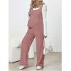 imageMakeMeChic Womens Maternity Jumpsuits Sleeveless Rib Knitted Straight Leg Overalls RomperDusty Pink