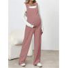 imageMakeMeChic Womens Maternity Jumpsuits Sleeveless Rib Knitted Straight Leg Overalls RomperDusty Pink