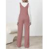 imageMakeMeChic Womens Maternity Jumpsuits Sleeveless Rib Knitted Straight Leg Overalls RomperDusty Pink