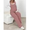 imageMakeMeChic Womens Maternity Jumpsuits Sleeveless Rib Knitted Straight Leg Overalls RomperDusty Pink