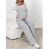 imageMakeMeChic Womens Maternity Jumpsuits Sleeveless Rib Knitted Straight Leg Overalls RomperGrey