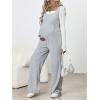 imageMakeMeChic Womens Maternity Jumpsuits Sleeveless Rib Knitted Straight Leg Overalls RomperGrey