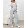 imageMakeMeChic Womens Maternity Jumpsuits Sleeveless Rib Knitted Straight Leg Overalls RomperGrey