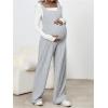 imageMakeMeChic Womens Maternity Jumpsuits Sleeveless Rib Knitted Straight Leg Overalls RomperGrey