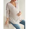 imageMakeMeChic Womens Maternity Long Sleeve Shirt Knit Nursing Tee Tops Button Down ShirtApricot