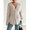 imageMakeMeChic Womens Maternity Long Sleeve Shirt Knit Nursing Tee Tops Button Down ShirtApricot