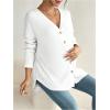 imageMakeMeChic Womens Maternity Long Sleeve Shirt Knit Nursing Tee Tops Button Down ShirtWhite