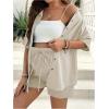 imageMakeMeChic Womens Maternity Outfits Striped Button Down Shirt and Shorts Pregnancy SetApricot
