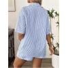 imageMakeMeChic Womens Maternity Outfits Striped Button Down Shirt and Shorts Pregnancy SetBlue