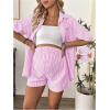 imageMakeMeChic Womens Maternity Outfits Striped Button Down Shirt and Shorts Pregnancy SetPink