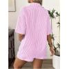 imageMakeMeChic Womens Maternity Outfits Striped Button Down Shirt and Shorts Pregnancy SetPink