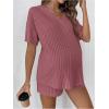 imageMakeMeChic Womens Maternity Pajamas Lounge Sets 2 Piece Outfits Short Sleeve Rib Knit Tops and Shorts Sets Pregnancy ClothesRusty Rose