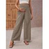 imageMakeMeChic Womens Maternity Pants Elastic Waist Wide Leg Frill Trim Loose Pregnancy Linen Palazzo TrousersKhaki