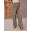 imageMakeMeChic Womens Maternity Pants Elastic Waist Wide Leg Frill Trim Loose Pregnancy Linen Palazzo TrousersKhaki