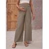 imageMakeMeChic Womens Maternity Pants Elastic Waist Wide Leg Frill Trim Loose Pregnancy Linen Palazzo TrousersKhaki