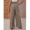imageMakeMeChic Womens Maternity Pants Elastic Waist Wide Leg Frill Trim Loose Pregnancy Linen Palazzo TrousersKhaki