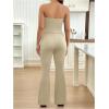 imageMakeMeChic Womens Maternity Sets 2 Piece Fall Outfits Ruched Tube Top and Pants Pregnancy Matching SetApricot