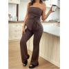 imageMakeMeChic Womens Maternity Sets 2 Piece Fall Outfits Ruched Tube Top and Pants Pregnancy Matching SetBrown
