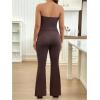 imageMakeMeChic Womens Maternity Sets 2 Piece Fall Outfits Ruched Tube Top and Pants Pregnancy Matching SetBrown