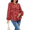 imageMakeMeChic Womens Maternity Shirt Floral Long Sleeve Belted Pregnancy Peplum Blouse TopBurgundy 1
