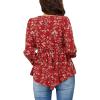 imageMakeMeChic Womens Maternity Shirt Floral Long Sleeve Belted Pregnancy Peplum Blouse TopBurgundy 1